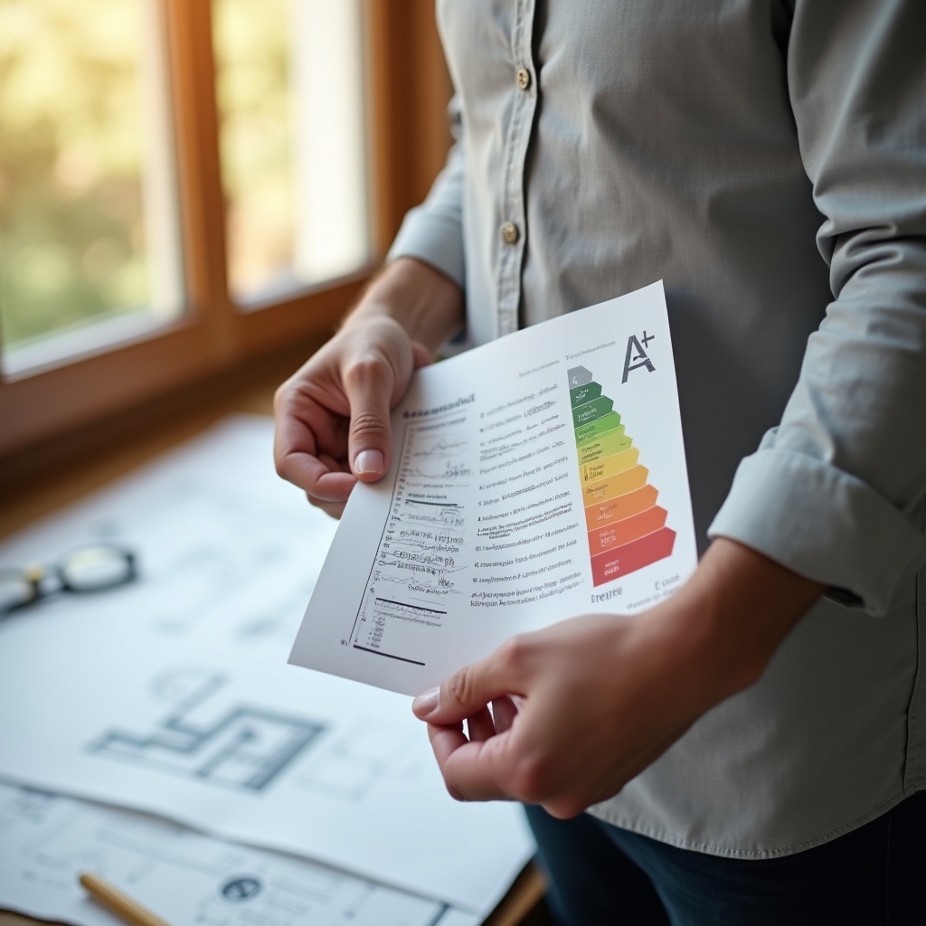 Energieausweis eines Wohngebäudes mit Effizienzklassen